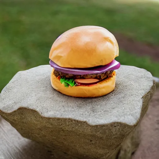 Image similar to hamburger carved in stone