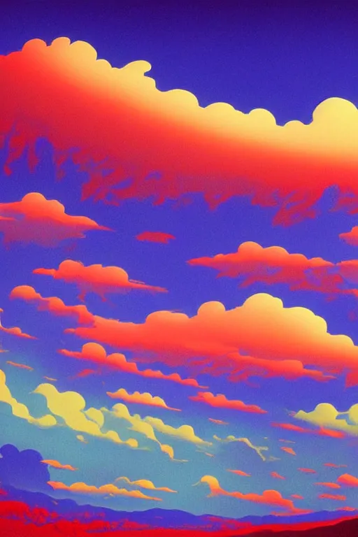 Prompt: A beautiful ultra detailed matte painting a sky in the wind vivid colors, by Eyvind Earle, trending on artstation