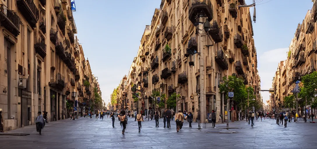 Prompt: street view from barcelona, spain, high quality