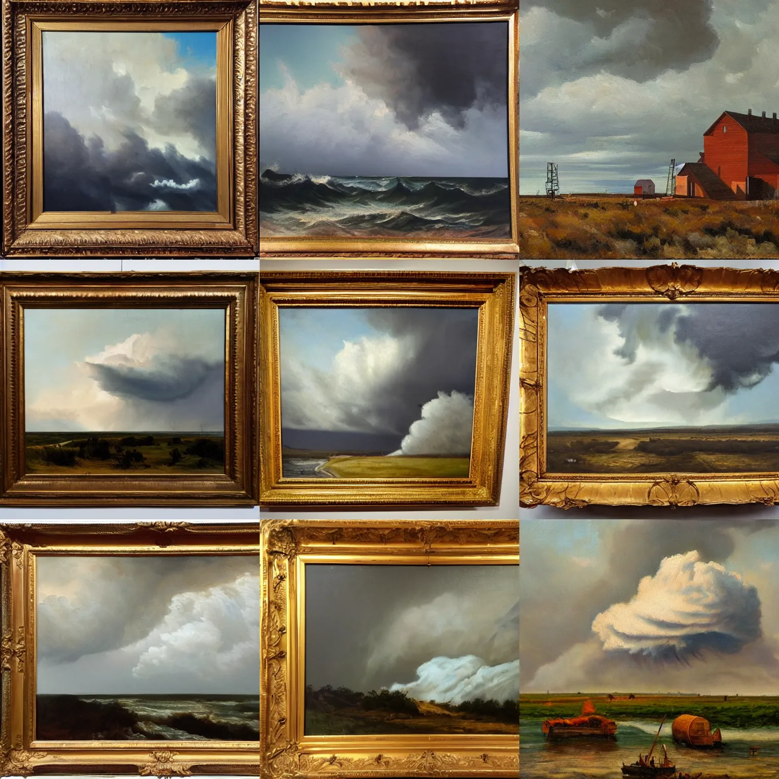 Prompt: The American oil painting is the perfect expression of a storm cloud.