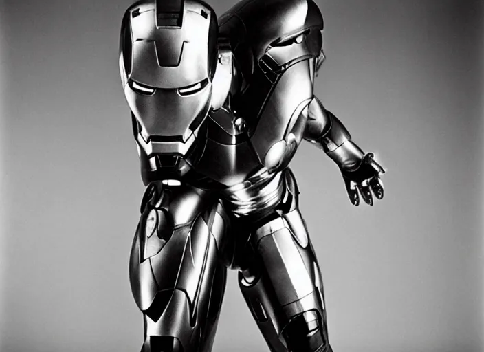 Image similar to robert downey junior as iron man, by richard avedon, tri - x pan stock