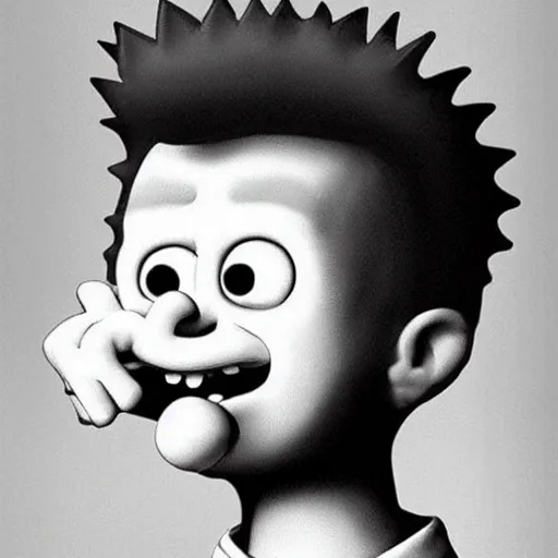 Image similar to “Bart Simpson as a real boy eating Fruit Loops”