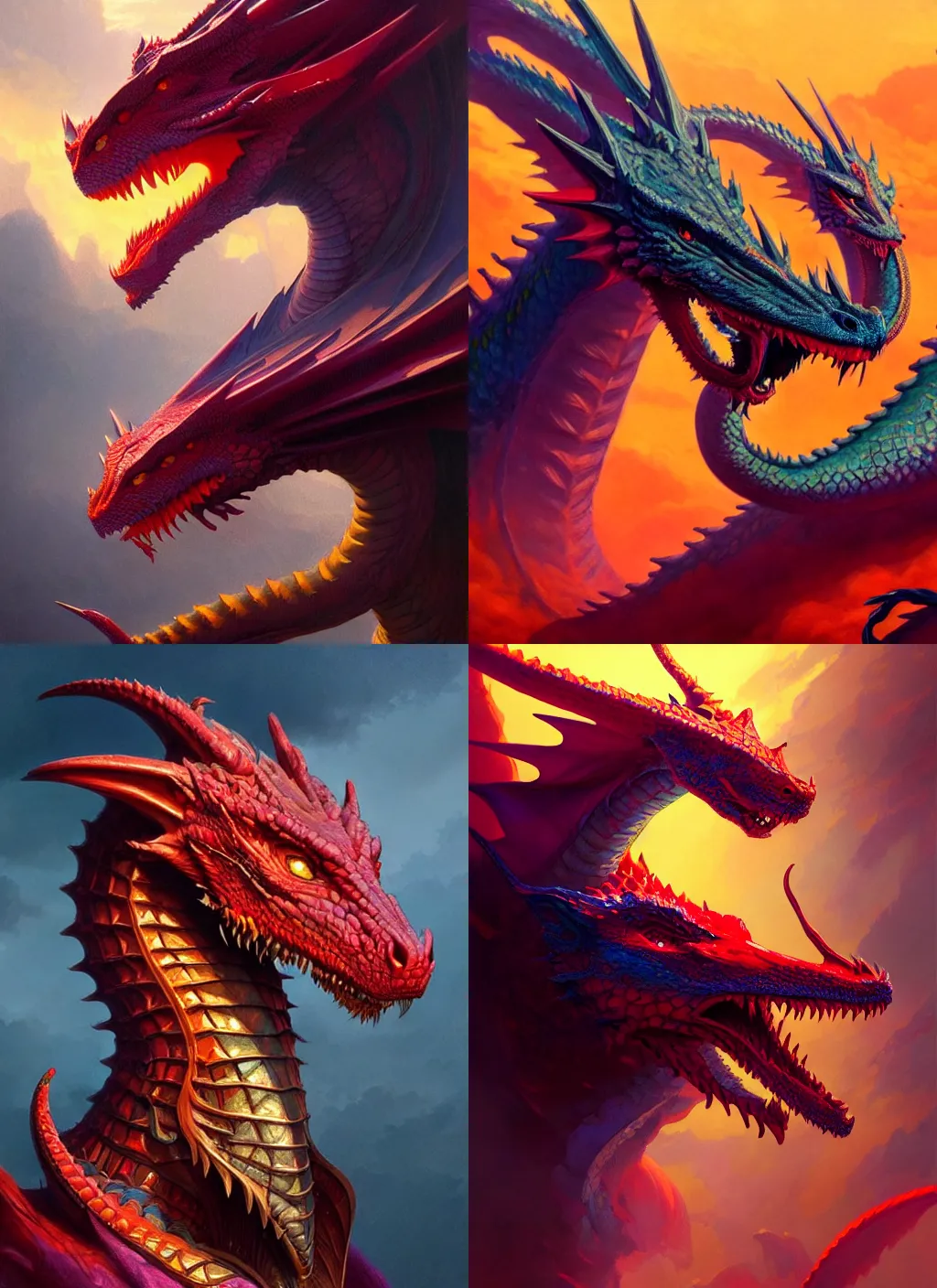 Prompt: a hyperrealism portrait of a dragon, vibrant color scheme, highly detailed, in the style of romanticism, cinematic, artstation, moebius, greg rutkowski