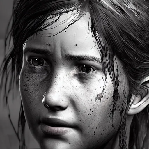 Image similar to an amazing portrait photo of an old Ellie from The last Of Us, award winning photo, very detailed, cinematic, beautiful lighting effects