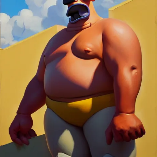 Prompt: Greg Manchess portrait painting of Homer Simpson as Overwatch character, medium shot, asymmetrical, profile picture, Organic Painting, sunny day, Matte Painting, bold shapes, hard edges, street art, trending on artstation, by Huang Guangjian and Gil Elvgren and Sachin Teng