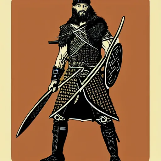 Image similar to silhouette of a Viking warrior illustration, vector art style, medium shot, intricate, elegant, highly detailed, digital art, ffffound, art by JC Leyendecker and sachin teng