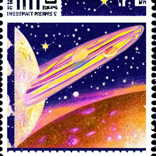 Image similar to Liminal space in outer space, postage stamp