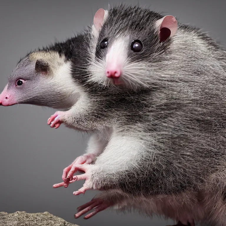 Prompt: opossum mixed with a pigeon, hyper realistic, photorealistic, 4 k