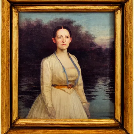 Prompt: portrait of a woman standing in a lake