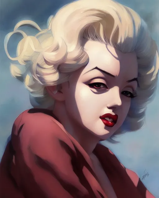 Image similar to anime portrait of Marilyn Monroe by Stanley Artgerm Lau, WLOP, Rossdraws, James Jean, Andrei Riabovitchev, Marc Simonetti, and Sakimichan, trending on artstation