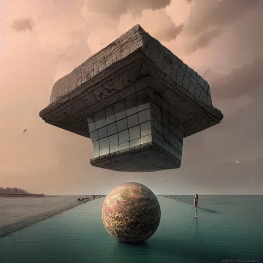 Image similar to peter tarka, minimalistic, hyperrealistic surrealism, award winning masterpiece with incredible details, epic stunning, infinity pool, a surreal vaporwave liminal space, highly detailed, trending on ArtStation, artgerm and greg rutkowski and alphonse mucha, daily deviation, IAMAG, broken giant marble head statue ruins, nightscape, milkyway