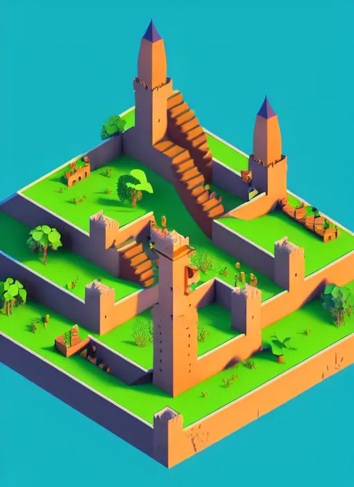 Prompt: a low poly isometric render of a kerala village in the style of monument valley, intricate, elegant, smooth, illustration, simple, solid shapes, by jakub gazmercik, makoto shinkai, max masnyy, jakub gazmercik, beeple, patrick faulwetter, and mc escher, octane render