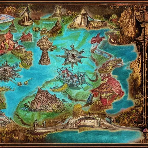 Prompt: Map of an imaginary fantasy land