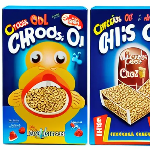 Prompt: cereal box for a cereal called christ - o's, jesus, crosses, cereal, product photograph