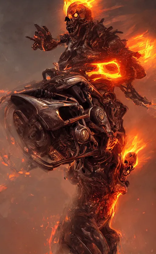 Image similar to dead as ghost rider, dynamic lighting, photorealistic fantasy concept art, trending on art station, stunning visuals, terrifying, creative, cinematic