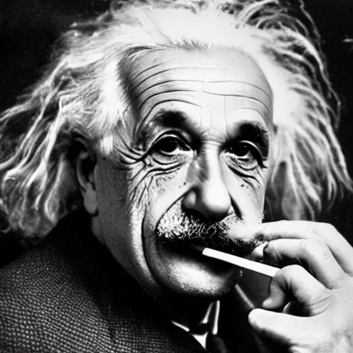 Prompt: high quality portrait of albert Einstein smoking