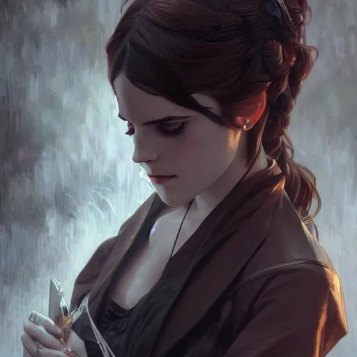 Image similar to ultra realistic illustration, emma watson vampire anime, intricate, elegant, highly detailed, digital painting, artstation, concept art, smooth, sharp focus, illustration, art by artgerm and greg rutkowski and alphonse mucha