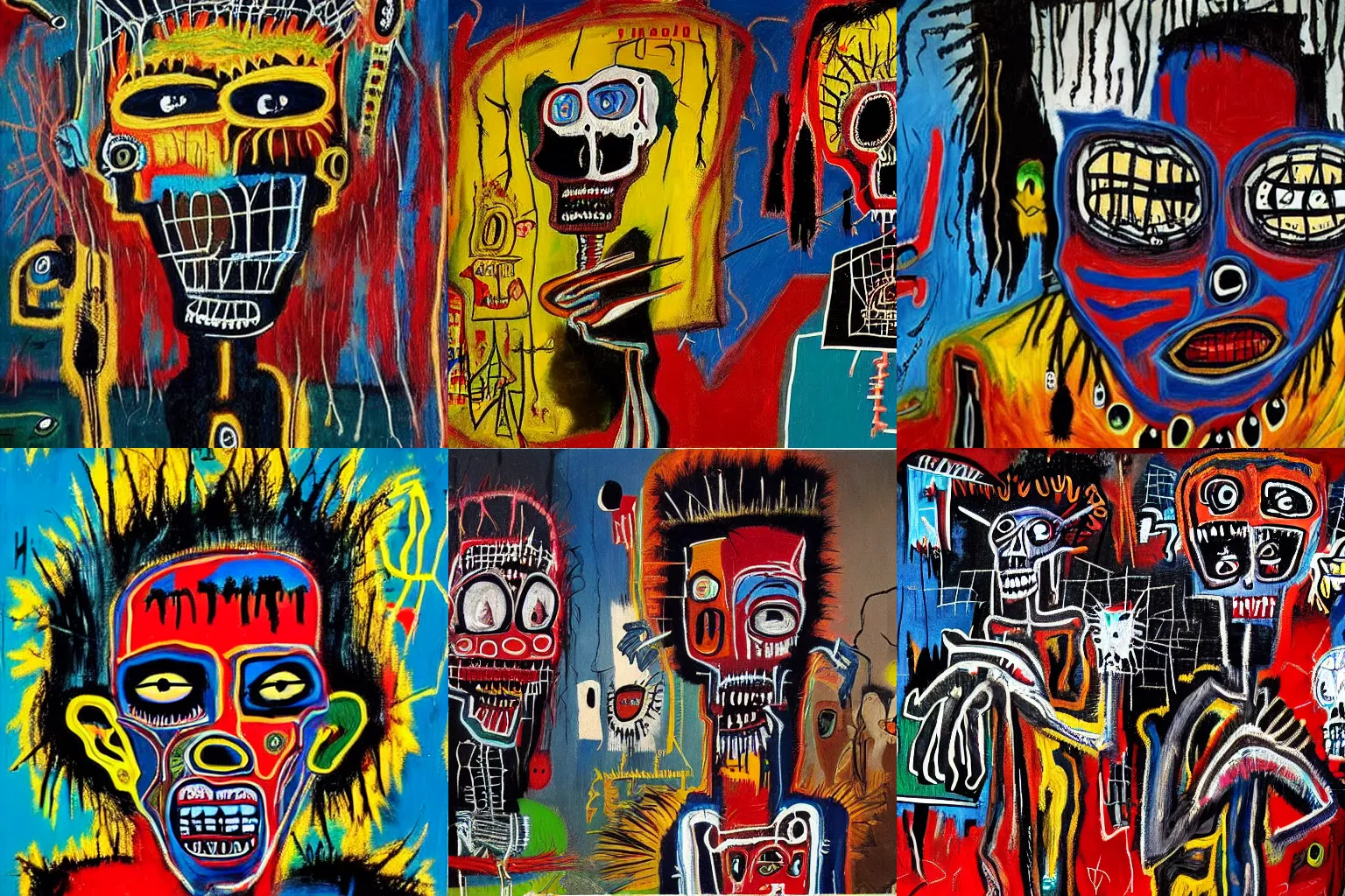 Prompt: extremely highly detailed scary evil terrifying haitian voodoo paintings by Jean-Michel Basquiat 4k insanely detailed and intricate, super detailed, 4k HDR high quality