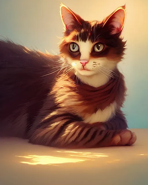 Prompt: highly detailed vfx portrait of a cute cat, unreal engine, greg rutkowski, loish, rhads, beeple, makoto shinkai and lois van baarle, ilya kuvshinov, rossdraws, tom bagshaw, alphonse mucha, global illumination, detailed and intricate environment