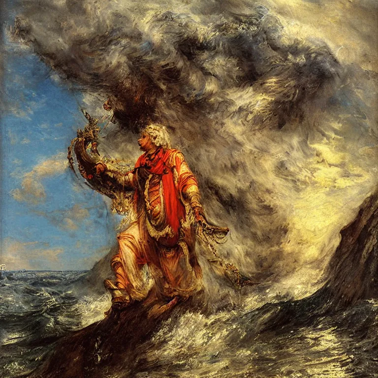 Prompt: deity of the southern seas by adolph menzel