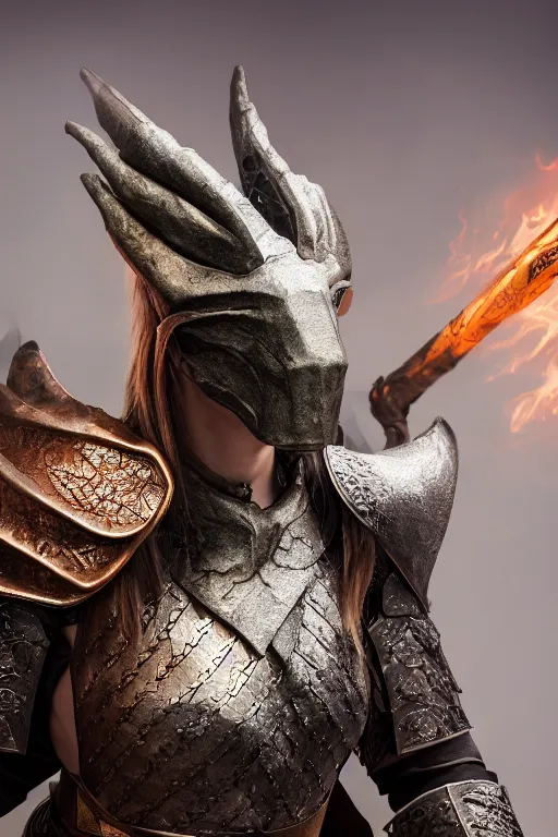 Prompt: a female DND Dragonborn, high resolution film still, 8k, HDR colors, cosplay, studio lighting