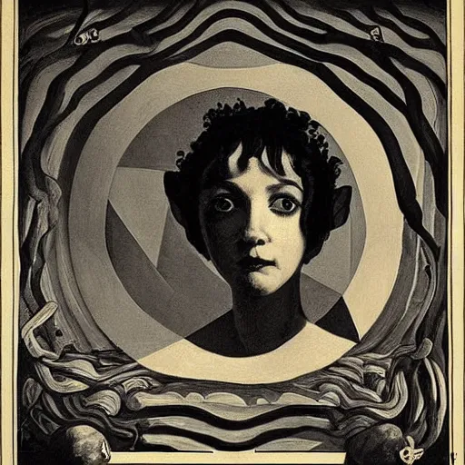 Image similar to portrait of zelda by goya and escher and hogarth, illusion surreal art, highly conceptual figurative art, intricate detailed illustration, controversial poster art, polish poster art, geometrical drawings, no blur