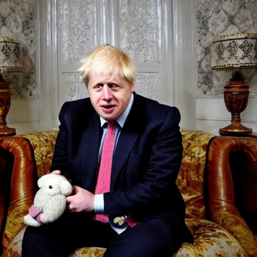 Image similar to boris johnson being interviewed about his teddy