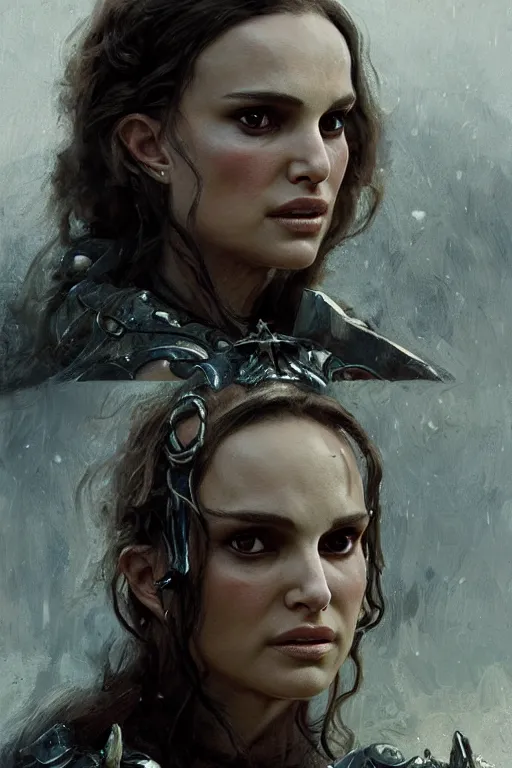 Image similar to natalie portman, legendary warrior, heroic, lord of the rings, tattoos, decorative ornaments, battle armor, by carl spitzweg, ismail inceoglu, vdragan bibin, hans thoma, greg rutkowski, alexandros pyromallis, perfect face, fine details, realistic shading photorealism