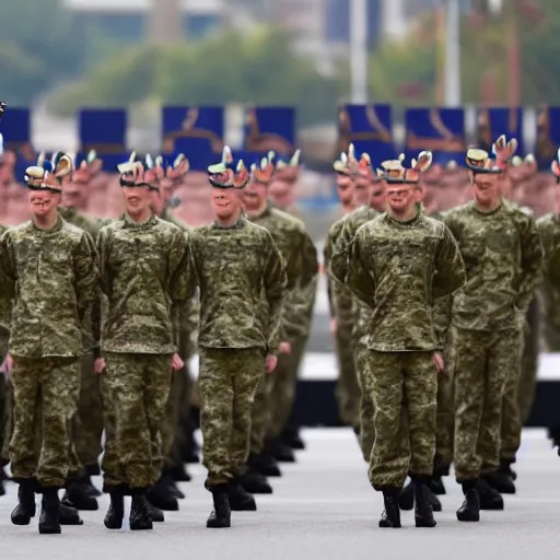 Image similar to a military parade doing goose steps while holding giant keyboards, 4 k photography