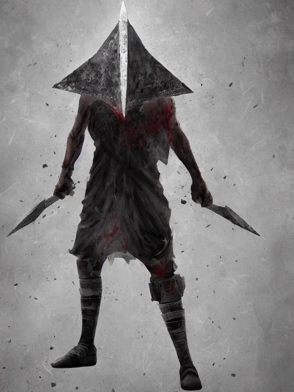 Image similar to Pyramid Head from Silent Hill on a fighting stance, splash art, riot games, mixed media, digital art, trending on artstation, 8k, epic composition, highly detailed, AAA graphics