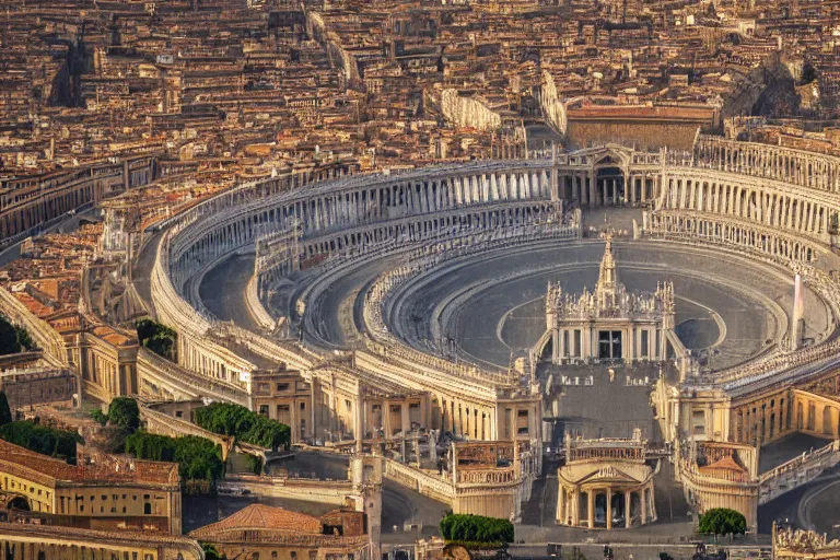 Prompt: vatican city, tilt - shift photography, finely detailed, award - winning, 8 k,