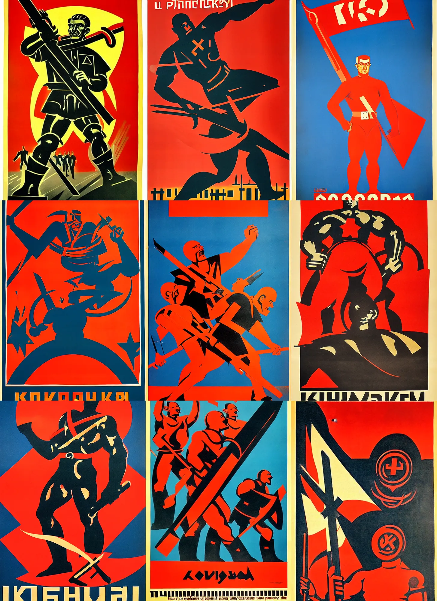 Prompt: soviet propaganda poster of khorne, socialist realism. by alexander zelensky, viktor deni, havrylo pustoviyt