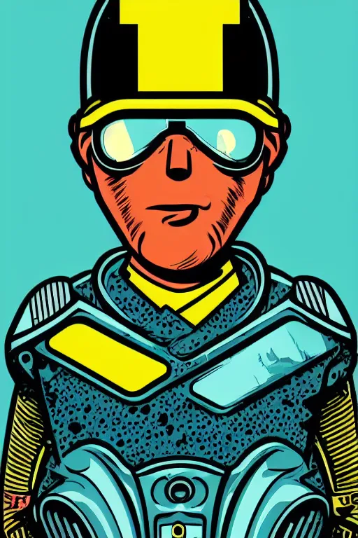 Image similar to fallout 7 6 retro futurist illustration art by butcher billy, sticker, colorful, illustration, highly detailed, simple, smooth and clean vector curves, no jagged lines, vector art, smooth andy warhol style