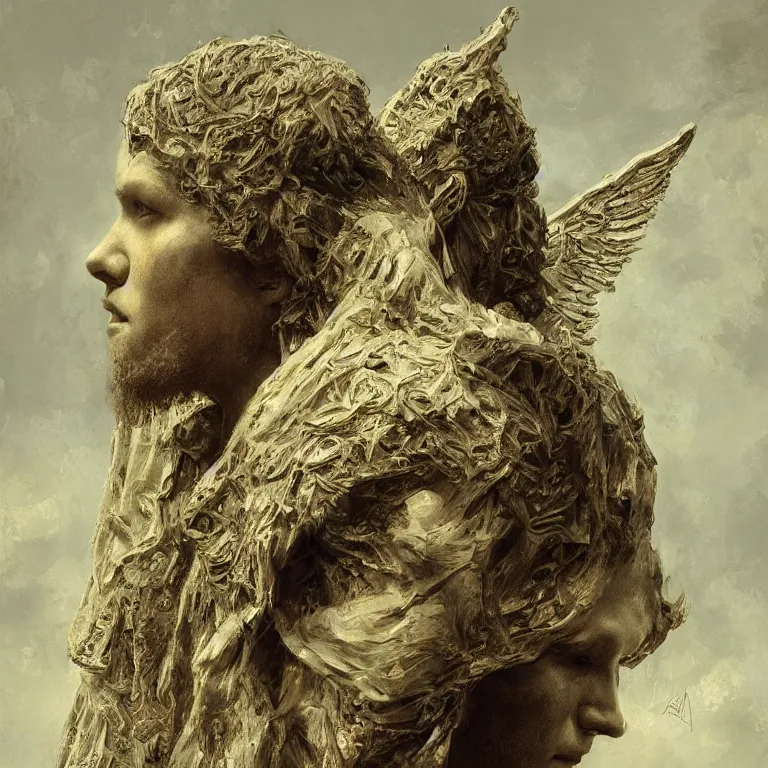 Image similar to angel watching demon, 3 d render, artstation, high face symmetry, intricate, masterpiece, award winning, high face symmetry, intricate, digitalillustration, by greg rutkowsky, and ilya repin