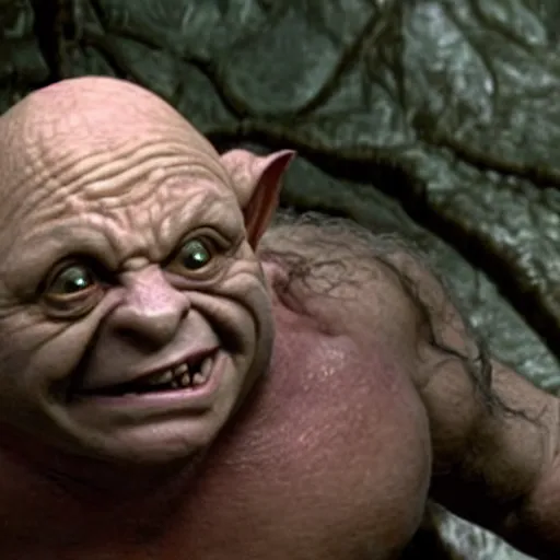 Image similar to Danny Devito playing as Gollum in the Lord of the Rings