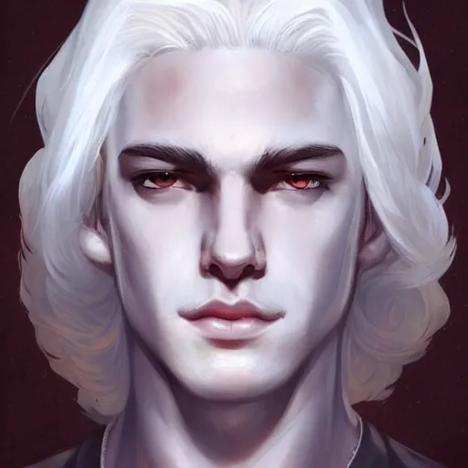 Prompt: white haired deity, godly, boy, elegant, smooth, artstation, highly detailed, pure face, by Charlie bowater