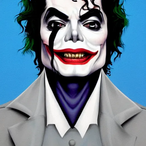 Image similar to michael jackson as the joker laugh on camera. symmetrical anatomy, hyperdetailed, coloured comic, baroque, pop punk art style, fantasy, without duplication, art by ilya kuvshinov and vinicius gud and gustavo zambelli, intricate, trending artstation, dribble popular.