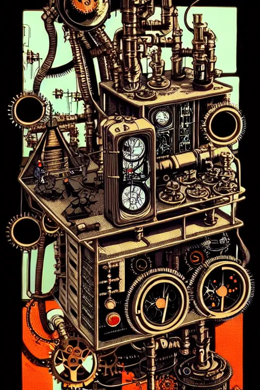 Image similar to steampunk mad scientist laboratory, high details, intricately detailed, by vincent di fate, inking, 3 color screen print, masterpiece, trending on artstation,, sharp, details, hyper - detailed, hd, 4 k, 8 k