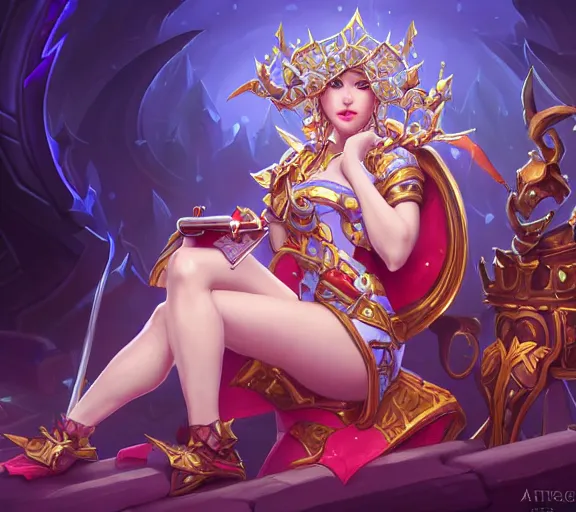 Image similar to bored queen checking her cell phone phone, fantasy, whimsical, dungeons and dragons, league of legends splash art, heroes of the storm splash art, hearthstone splash art, world of warcraft splash art, overwatch splash art, art by artgerm, art by alphonse mucha, intricately detailed, highly detailed, trending on artstation, 4 k, wallpaper