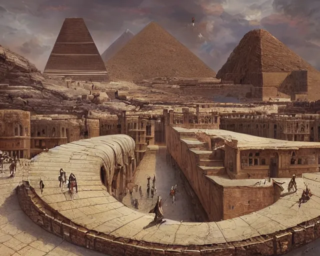 Image similar to a football stadium in the style of ancient egypt architecture, art by greg rutkowski and artgerma, stunning concept art, exterior design