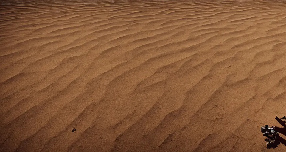 Prompt: a lonely necromancer kneeling on the sand of a mercyless desert, flickering air, hot sun from above, clouds in the sky, the feeling of dread and existential terror, style of magic artwork, octane render, unreal engine, 8k high definition