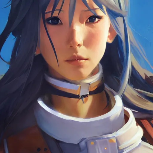 Image similar to greg manchess portrait painting of asuna yuuki as overwatch character, medium shot, asymmetrical, profile picture, organic painting, sunny day, matte painting, bold shapes, hard edges, street art, trending on artstation, by huang guangjian and gil elvgren and sachin teng