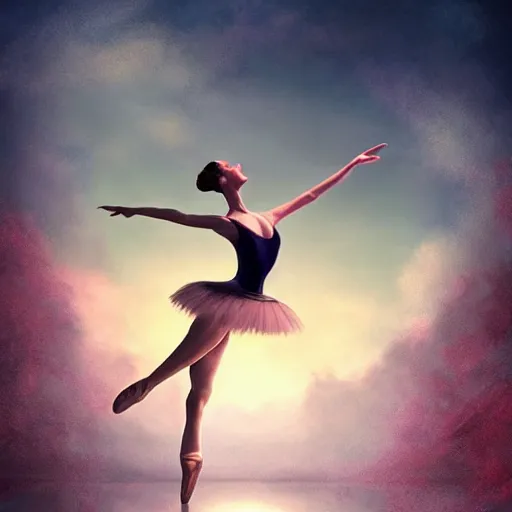 Prompt: a beautiful ballerina dancing during the end of the world, surrealism, digital art, artstation, smooth, sharp, high quality