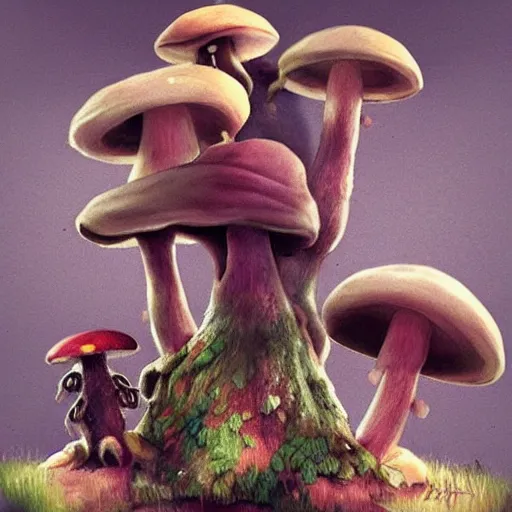 Prompt: a very cute mushroom monster