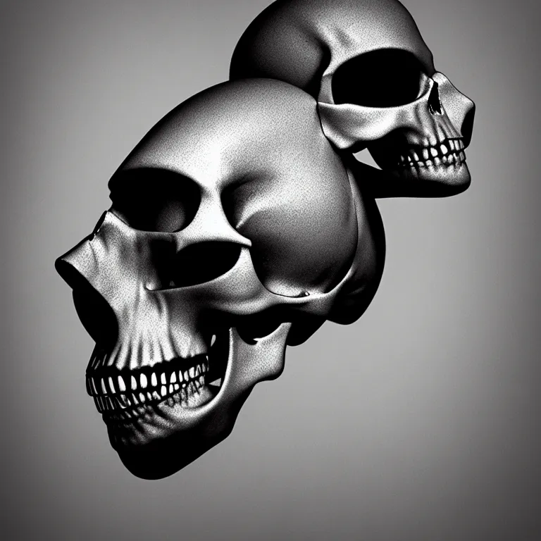 Prompt: black and white light 3D geometry, skull, matte bright highly detailed, poetic, 3D render, digital art, octane render, 8K artistic photography, photo-realistic, by Dora Maar