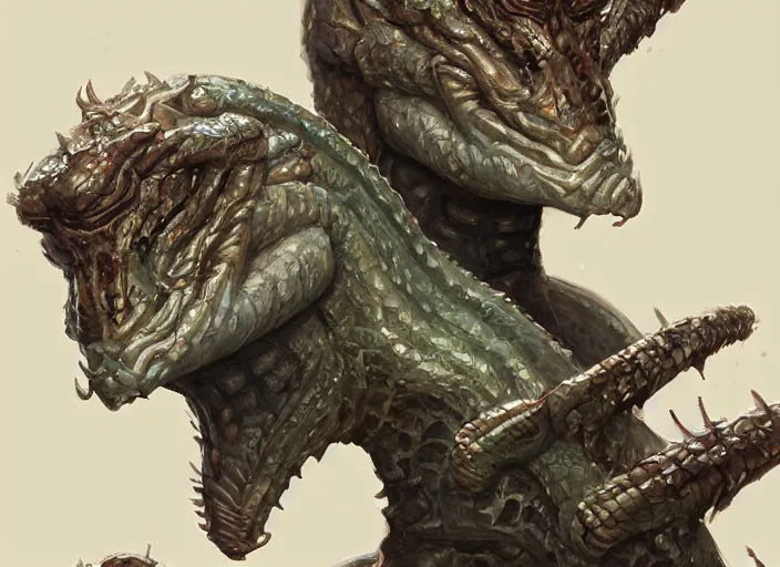 Prompt: hydra of lerna with two heads, one head is lloyd christmas, the other head is harry dunne ( from dumb and dumber ), serpentine water monster, d & d, fantasy, portrait, highly detailed, digital painting, trending on artstation, concept art, sharp focus, illustration, art by artgerm and craig mullins