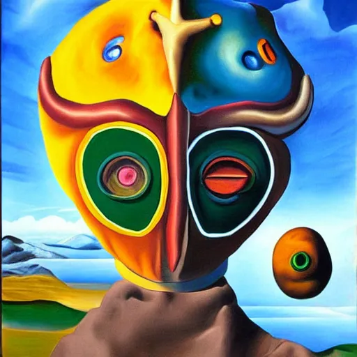 Image similar to salvador dali style painting of majoras mask