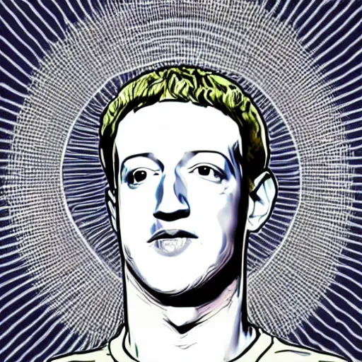 Image similar to Mark Zuckerberg in a UFO, digital art