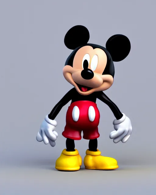 Image similar to full body 3d render of Micky mouse as a funko pop, studio lighting, white background, blender, trending on artstation, 8k, highly detailed