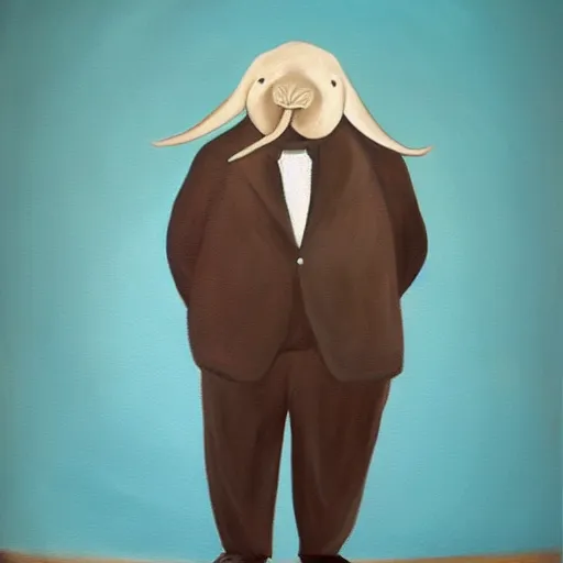 Image similar to masterful painting of a walrus in a suit